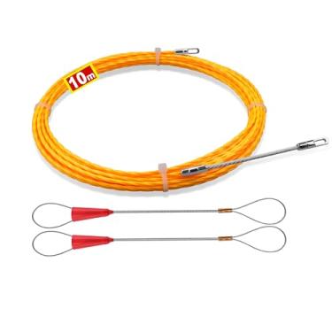 Imagem de Fita elétrica de peixe 10 m | Extrator de fio de fita de peixe de 3,0 mm | Serpente de arame para passar fio através da parede | Ferramentas retráteis para puxar cabos com 2 molas guia | Alimentador