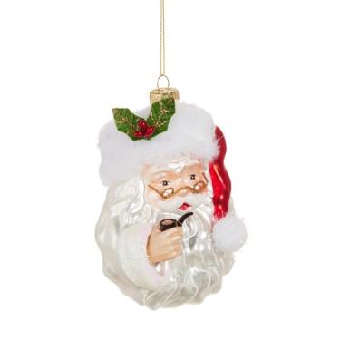 Imagem de RAZ Imports Enfeite de Papai Noel com cachimbo, 12 cm, vidro