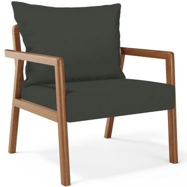 Imagem de Poltrona Decorativa Para Sala de Estar e Living Alícia B04 Linho Verde Musgo - Lyam Decor