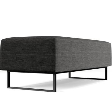 Imagem de Puff Decorativo Sala de Estar Bali W01 Base Ferro 120x50 cm Linho Cinza Escuro - Lyam Decor