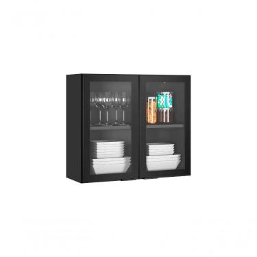 Imagem de Armário Aéreo Alto Com vidro Cozinhas Itatiaia Exclusive 2 Portas Grafite