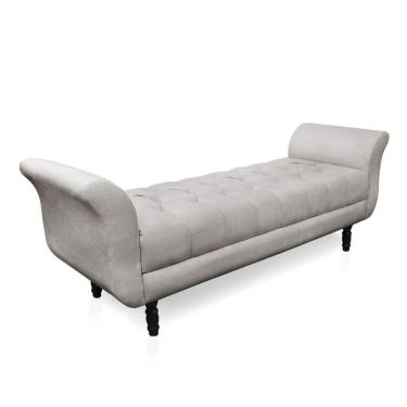 Imagem de Recamier Olinda Veludo 160 Cm Pés Torneados Castanhos - D'rossi Cor Cinza