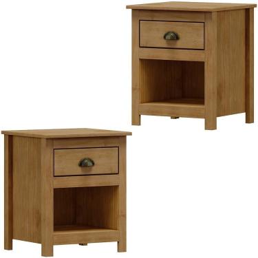 Imagem de Kit 02 Mesas De Cabeceira Madeira Maciça 46 Cm 9100 Freijo Milani Store