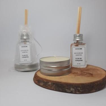 Imagem de Kit 100 peças Aromático Premium, Difusor de Varetas 30ml e Vela Artesanal 20g, para Ambientes até 15m² (Capim Limão)