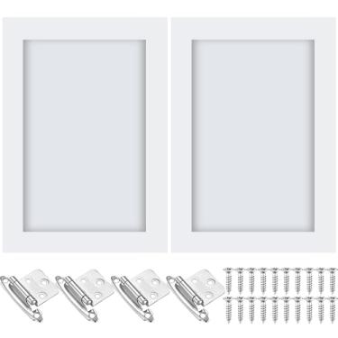 Imagem de Cinnvoice 2 peças de substituição de porta de armário de cozinha de pinho inacabado de 41 cm L x 57 cm A com 4 peças de dobradiças de armário de madeira para cozinha, banheiro, penteadeira