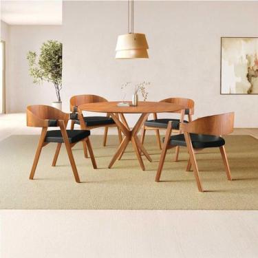 Imagem de Conjunto de Mesa Redonda 120 Cm com 4 Cadeiras Luna - Zurc Decor