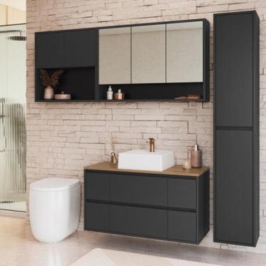 Imagem de Conjunto para Banheiro 176cm com 4 Peças Gabinete Suspenso com Cuba Be