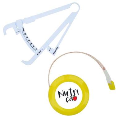 Imagem de Kit Avaliacao Fisica Medir Gordura Corporal Fita Metrica Imc Adipometr