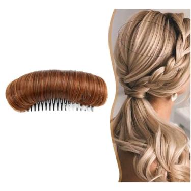 Imagem de Pente modelador de cabelo elegante com coroa de coque – Ferramenta de estilo volumizador para updos, almofadas de cabelo, bases – acessório de cabelo de plástico