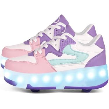 Imagem de AIkuass Tênis de patins - LED Light Up Roller Shoes Meninos Meninas Crianças Tênis Recarregável Roda para Iniciantes Melhor Presente
