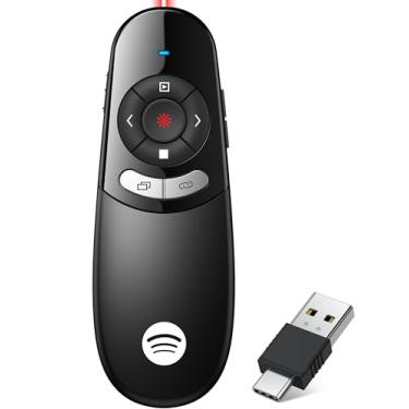 Imagem de Clicker de apresentação compatível com Bluetooth e RF 2,4 GHz, dois modos de longo alcance, sem fio, apresentador, clicker remoto, PowerPoint, clique deslizante, para escritório, sala de aula