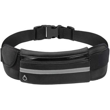 Imagem de Bolsa de cintura refletiva para corrida com suporte de garrafa esportiva para viagem, bolsa de ginástica, portátil, segura água para homens e mulheres, multicores, Preto, One Size, Esportivo