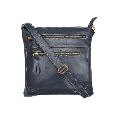 Imagem de Bolsa Feminina Couro Legítimo Transversal Média Alça Comprida Ajuste Tamanho Madamix