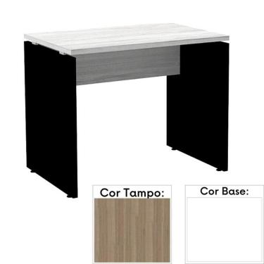 Imagem de Mesa De Escritório Pé Painel Pe25 Em Mdp 150 X 70 Cm Cor Noce Naturalle E Base Branca