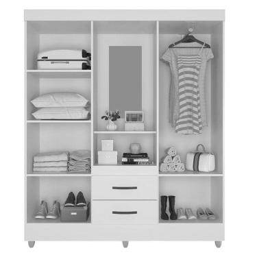 Imagem de Guarda Roupa Casal Capela E Cômoda 4 Gavetas Lite Nature Off White - Móveis Leão