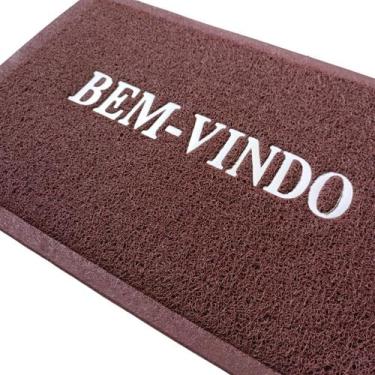 Imagem de Capacho Tapete de Entrada Bem Vindo 60cm x 40cm PVC 8 Cores - Le Bianc