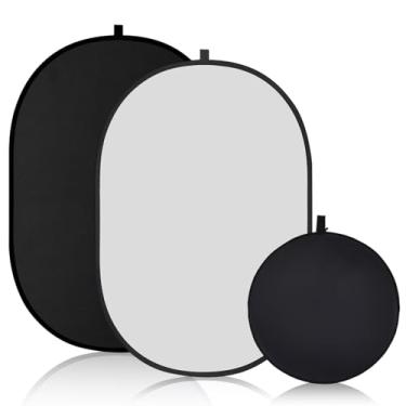Imagem de CroBlissful Fundo dobrável de 1,5 m x 1 m, fundo portátil 2 em 1, preto e branco com bolsa de transporte, refletor de fotografia dobrável reversível para estúdio, vídeo e transmissão ao vivo