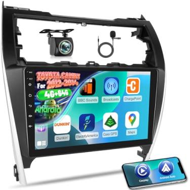 Imagem de Rádio automotivo de 8 núcleos 4G + 64G para Toyota Camry 2012-2014, Volxcereo 10,1 polegadas Android HD Touchscreen estéreo com Carplay/Android Auto, GPS, WiFi, Bluetooth 5.0, SWC, FM/RDS, câmera