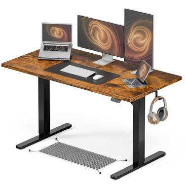 Imagem de Acrolix Mesa de pé ajustável em altura, 139 x 61 cm, mesa de pé sentada, 3 mesas de computador predefinidas de memória, mesa de escritório em casa, mesa de jogos de computador com placa de emenda