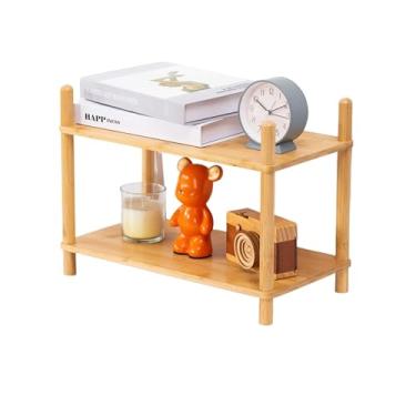 Imagem de WooFawn Rack de bambu | expansível sem ferramentas (2 a 6 camadas) | Organizador de especiarias de cozinha e armazenamento de lanches/copos de sala de descanso de escritório (bambu natural