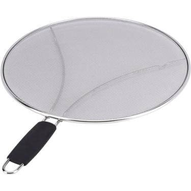 Imagem de Protetor de Gordura para Panelas Friteira Tela Anti-Espalhamento Panela Aço Inoxidável e Captura Borrifos Malha Fina Alta Resistência Cabo Borracha TP Macio Prateleira Resfriamento Colador Vaporizador
