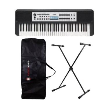 Imagem de Kit Teclado Yamaha YPT-380 Portátil Preto + Capa + Suporte em X