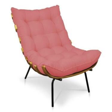 Imagem de Poltrona Costela Linho Whiski Rose A106 Base de Metal - DROSSI