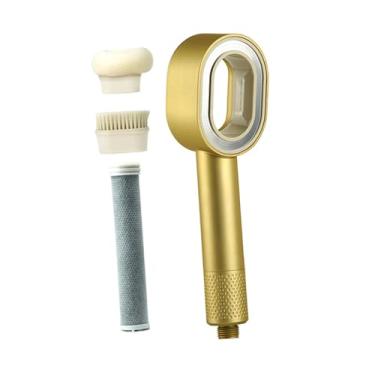 Imagem de Ioensy Chuveiro de mão fácil de instalar com esponja e escova integradas para lavar carros, dar banho em viagens e limpar animais de estimação, Ouro