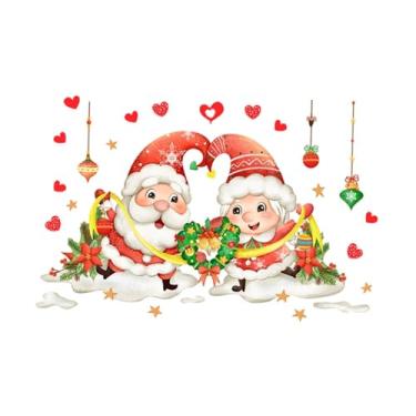 Imagem de Wswqop Adesivo de Natal com Papai Noel para Janela, Decorativo, PVC, Decoração de Parede, Suprimentos de Decoração de Natal para Interiores e Casa