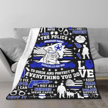 Imagem de Cobertor de presente de policial Melhores ideias de presente de aniversário para policiais, presentes engraçados para policiais aposentados, homens, meninos, pais, marido, filho, adulto, decoração de