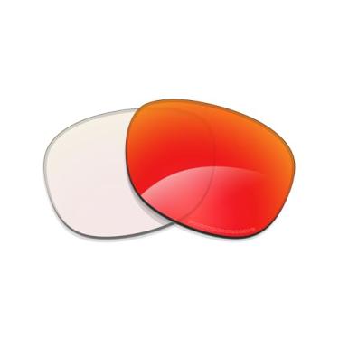 Imagem de Alphax Lentes de reposição adaptáveis fotocromáticas espelhadas não polarizadas vermelhas para óculos de sol Ray Ban Clubmaster RB3016 51 mm