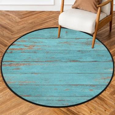 Imagem de Tapete redondo de 1,5 m de madeira, vintage, macio, redondo, antiderrapante, lavável, tapete circular para quarto, berçário, sala de estar, cozinha, banheiro, entrada, decoração de casa