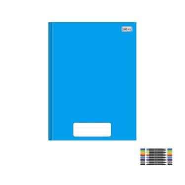 Imagem de Kit Caderno Brochura Capa Dura Pepper Azul 80 Folhas + Marcador Artístico Brush Dual Tip 10 Cores