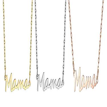 Imagem de Colar com pingente de aço inoxidável, 2 a 3 peças, com letra de mãe, mãe, banhado a ouro 14 K, corrente de elos polidos, para mulheres, Dia das Mães, Ação de Graças, joia para presente, Metal, Metal