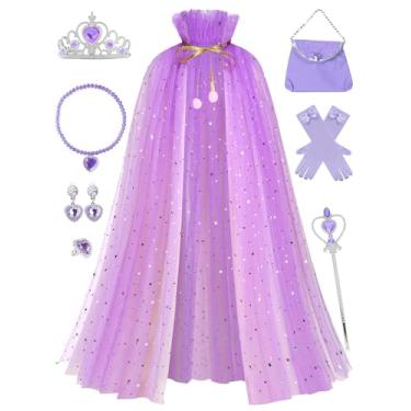 Imagem de Sabbenia Roupas de princesa para meninas, 10 peças, capa de princesa com coroa, presente de aniversário de Halloween, cosplay, Natal, Halloween, aniversário, 3, roxo, 3-8Y