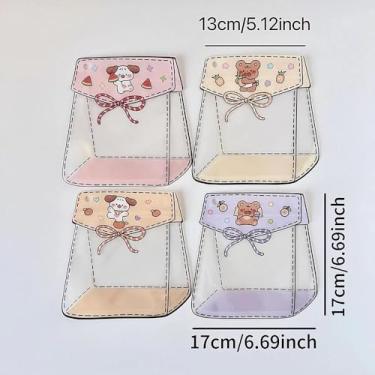 Imagem de 4 peças de sacos de presente transparentes com tema de animais e frutas, lindos sacos de petiscos com estampa de cachorro e urso para doces e lanches, embalagem para presentes e festas