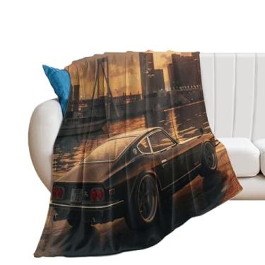 Imagem de HouLaiZhe Cobertor super macio de flanela clássico retrô vintage 240z JDM cobertores leves refrescantes para sofá-cama cadeira sofá carro viagem ao ar livre leve quente 76 cm x 101 cm