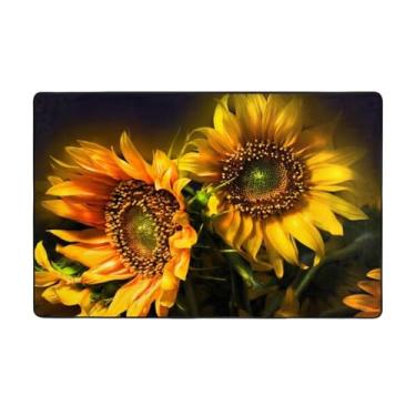 Imagem de ZERAOKE Tapete de área de girassol laranja 9 x 12 m, tapetes de área de fazenda para sala de estar, decorativo, lavável, antiderrapante, tapetes modernos e macios para quarto, sala de jantar, sala de