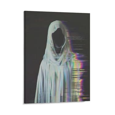 Imagem de HouLaiZhe Pôster de Halloween em tela de terror fantasma impressões de arte de parede decorações de Halloween decoração de parede estética gótica para sala de estar quarto 16 x 20 polegadas (40 x 50