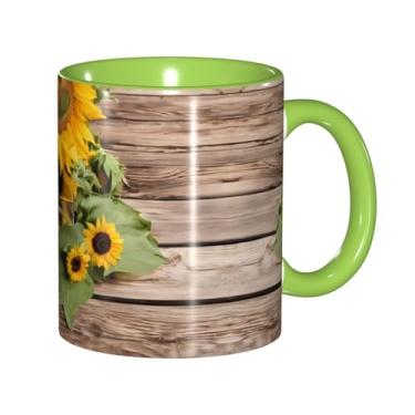 Imagem de Zeraoke Canecas de café criativas com estampa de girassóis, personalizadas, presente para a família, tamanho de 325 ml, unissex