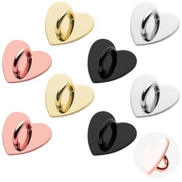 Imagem de Rimoev 8 peças de ganchos de metal para telefone, anti-manchas e à prova de ferrugem, ganchos de chaveiro de metal adesivos, lindos pingentes de telefone de coração para tiras, cordões e decorações de