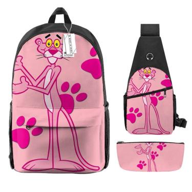 Imagem de Conjunto de mochilas Pinks Panthers Anime, 3 peças para mochila escolar infantil