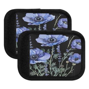 Imagem de Qilmy Pintura aquática, flores silvestres, alça de bagagem, embalagem com 4 identificadores de bagagem, etiqueta confortável, alças para carrinho, mala de viagem, acessórios de viagem de avião804