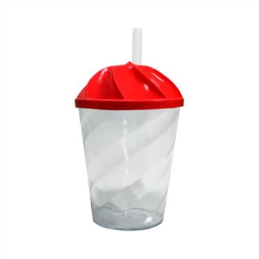 Imagem de Kit 15 Unidades Copos Twister Com Tampa Chantily E Canudo Lembrança Festa 300ml Colorido (Vermelho)