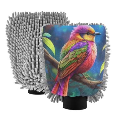 Imagem de STAYTOP Lindas luvas coloridas para lavagem de carro, 2 peças, luvas de microfibra de chenille, sem arranhões, panos de esponja de lavagem ultra absorventes para carros, limpeza doméstica - M