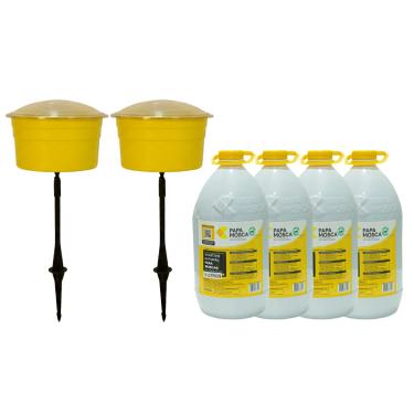 Imagem de Kit 2 Armadilha + Atrativo Papa Mosca Captura Atrai Mata Mosca Com Suporte 5 á 20 Litros Jt Home (20 LITROS)