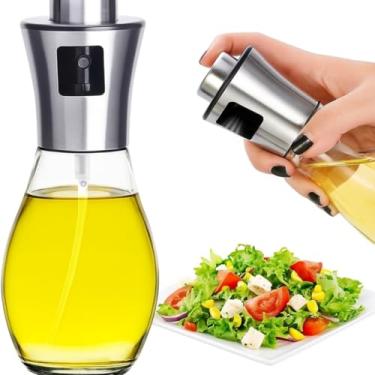 Imagem de Galheteiro Spray de Vidro Transparente 200ml, 22cm de Altura, com Bico Pulverizador e Tampa Plástica Resistente, 2 unidades