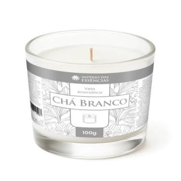 Imagem de Vela Aromática Chá Branco 100g – Vidro Transparente com Tampa de Madeira, Fragrância Suave e Elegante, Império das Essências