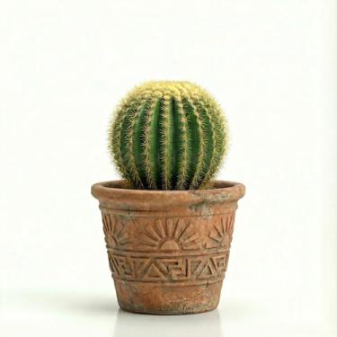 Imagem de Genérico Vaso Redondo para Plantas, Uso Interno, Tamanho M, Cinza, Terracota/Barro, Texturizado com Relevo, Redondo, Chão, Vaso de Planta, 11x12x15 cm