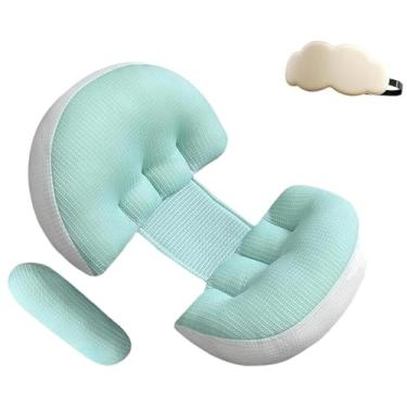 Imagem de Almofada de gravidez, com cunha de barriga ajustável, material seguro para costas, barriga, pernas, apoio de barriga (verde)